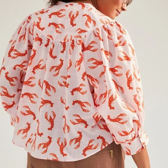 Anthropologie Whimsy Lobster Print Button Down Shirt - Picture 15 of 15
